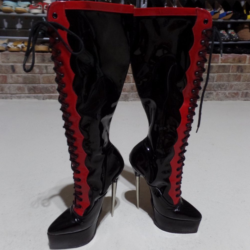 sexy mistress Fetish boots 6 inch metal heel boots